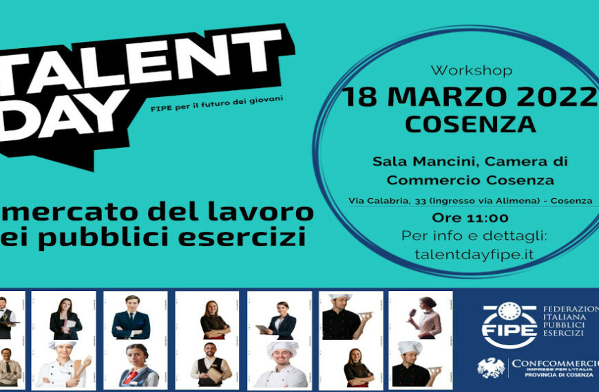 Talent day Fipe Cosenza. Il mercato del lavoro nei pubblici esercizi