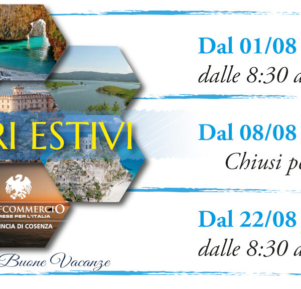 orari estivi 2022 Confcommercio Cosenza
