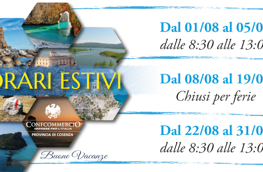 orari estivi 2022 Confcommercio Cosenza