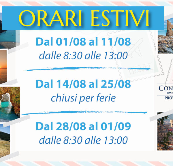 Orari estivi uffici Confcommercio Cosenza