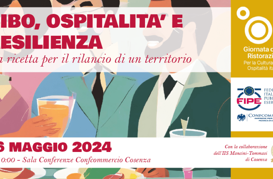 locandina per la giornata della ristorazione che si terrà il 16 maggio presso la sede di confcommercio cosenza