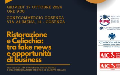 Evento Fipe Cosenza: “Ristorazione e celiachia, tra fake news e opportunità di business”