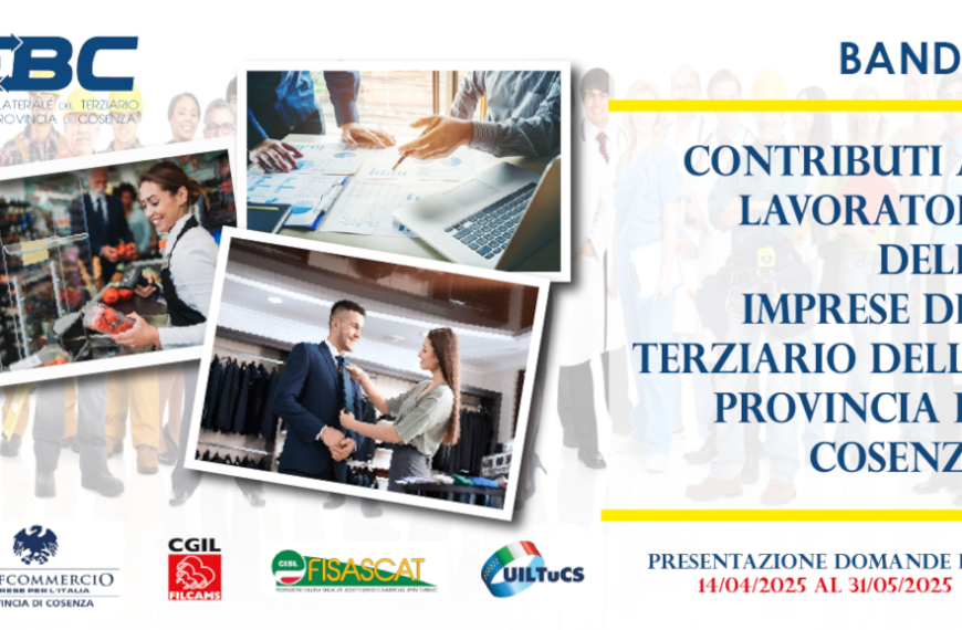 Ente Bilaterale del Terziario Cosenza. Nuovo bando concessione contributi ai lavoratori 2025