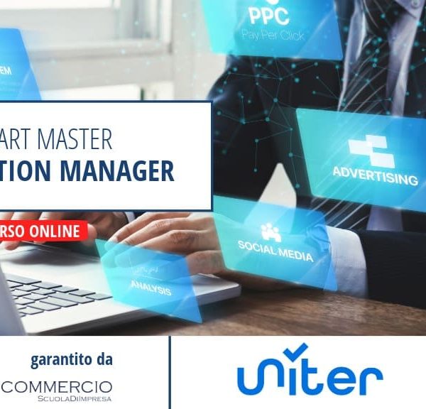 Una giovane professionista con dei raccoglitori in mano davanti promuove lo Smart Master Innovation Manager – Corso online con certificazione.