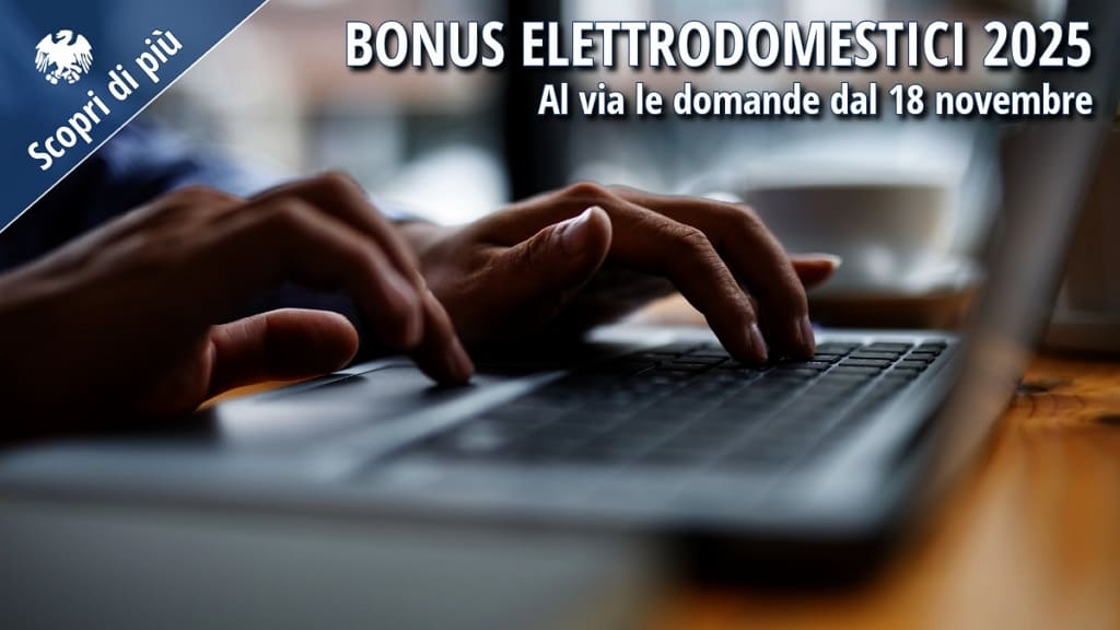 Mani che digitano su un computer portatile, simbolo dell’avvio online delle domande per il Bonus Elettrodomestici 2025.