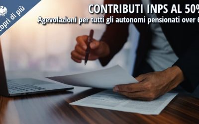 Contributi Inps al 50% per tutti gli autonomi pensionati over 65