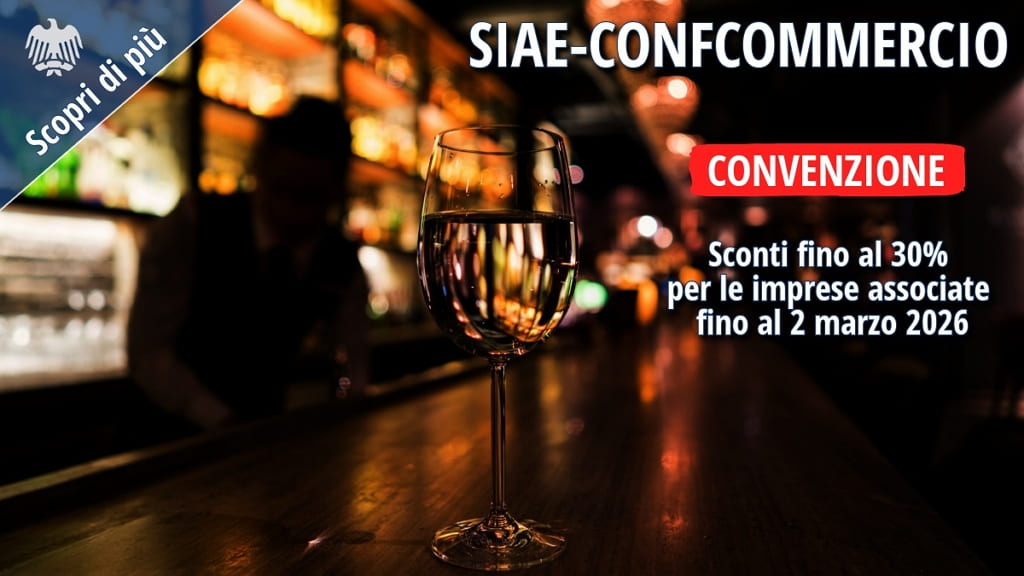 Convenzione SIAE Confcommercio con sconti per la musica d’ambiente nei pubblici esercizi fino al 2 marzo 2026.
