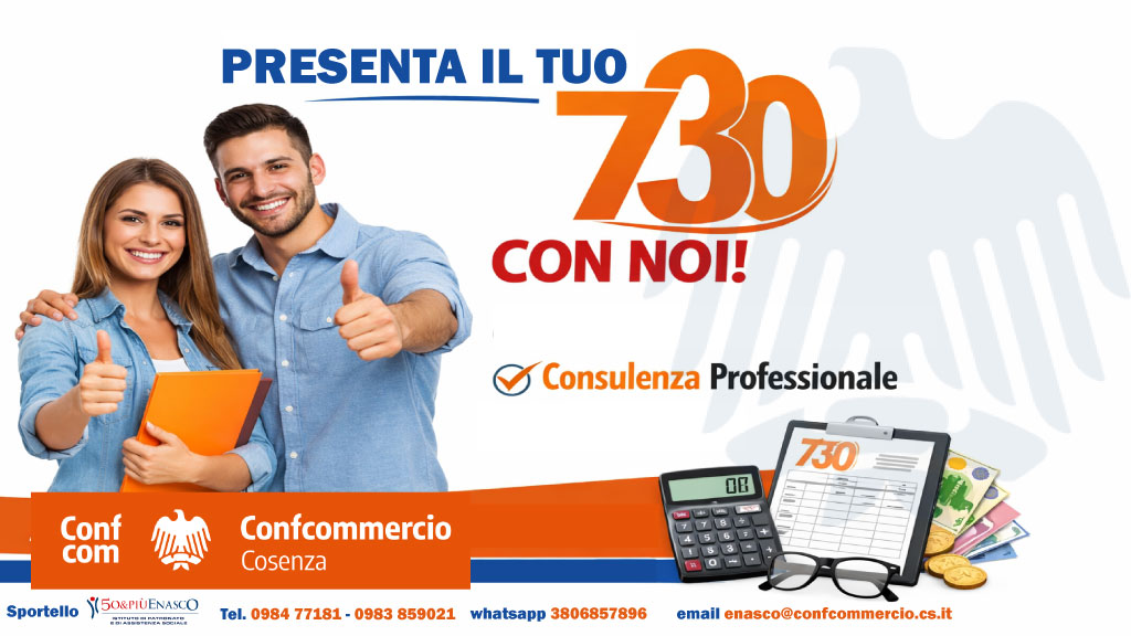 Assistenza CAF per dichiarazione dei redditi modello 730 con consulenza professionale Confcommercio.