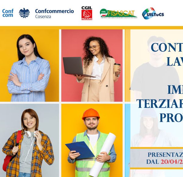 Locandina bando contributi lavoratori 2026 Ente Bilaterale Terziario Cosenza con indicazione date domanda dal 20 aprile al 16 maggio 2026.