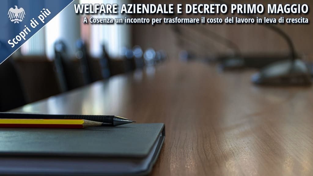 Immagine promozionale dell’incontro organizzato da Confcommercio Cosenza, dedicato a welfare aziendale, fringe benefit e strumenti per la crescita delle imprese.