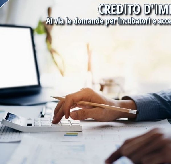 Persona impegnata nell'analisi di documenti finanziari e nell'utilizzo di una calcolatrice su una scrivania d'ufficio, immagine rappresentativa del credito d'imposta destinato a incubatori e acceleratori certificati.