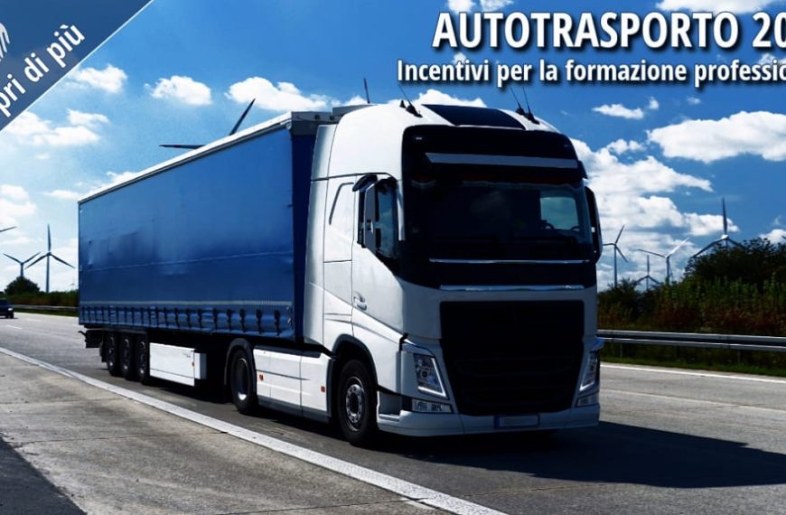 Camion per il trasporto merci su autostrada. Il Decreto MIT 2026 finanzia la formazione professionale delle imprese di autotrasporto con incentivi fino a 300.000 euro.