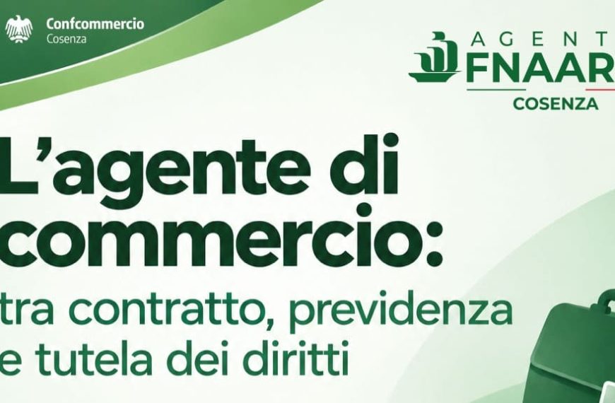Locandina dell’incontro Fnaarc Cosenza dedicato agli agenti di commercio, in programma il 22 settembre 2026.