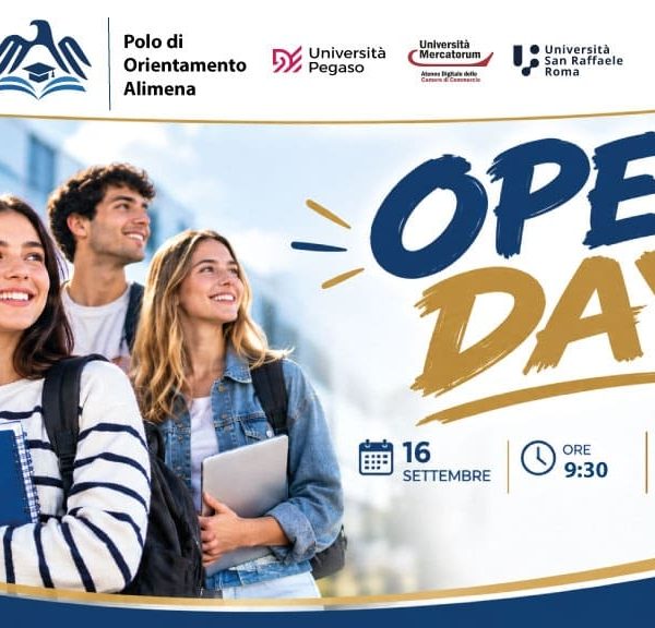 Banner dell’Open Day del Polo di Orientamento Alimena a Cosenza, in programma il 16 settembre alle ore 9:30.